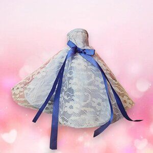 1960s Suzette Fashions Barbie Clone Baby Blue Strapless Dress with Necklace